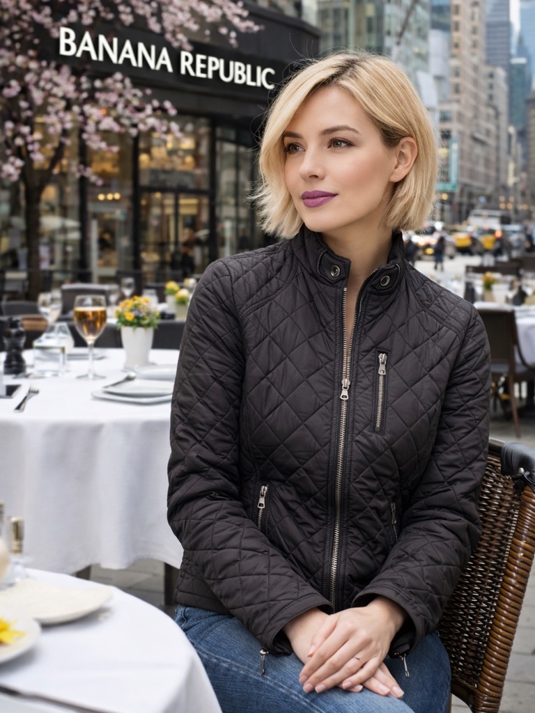Banana Republic Women's Quilted Black Jacket Xs Old Money Quiet Luxury Fall